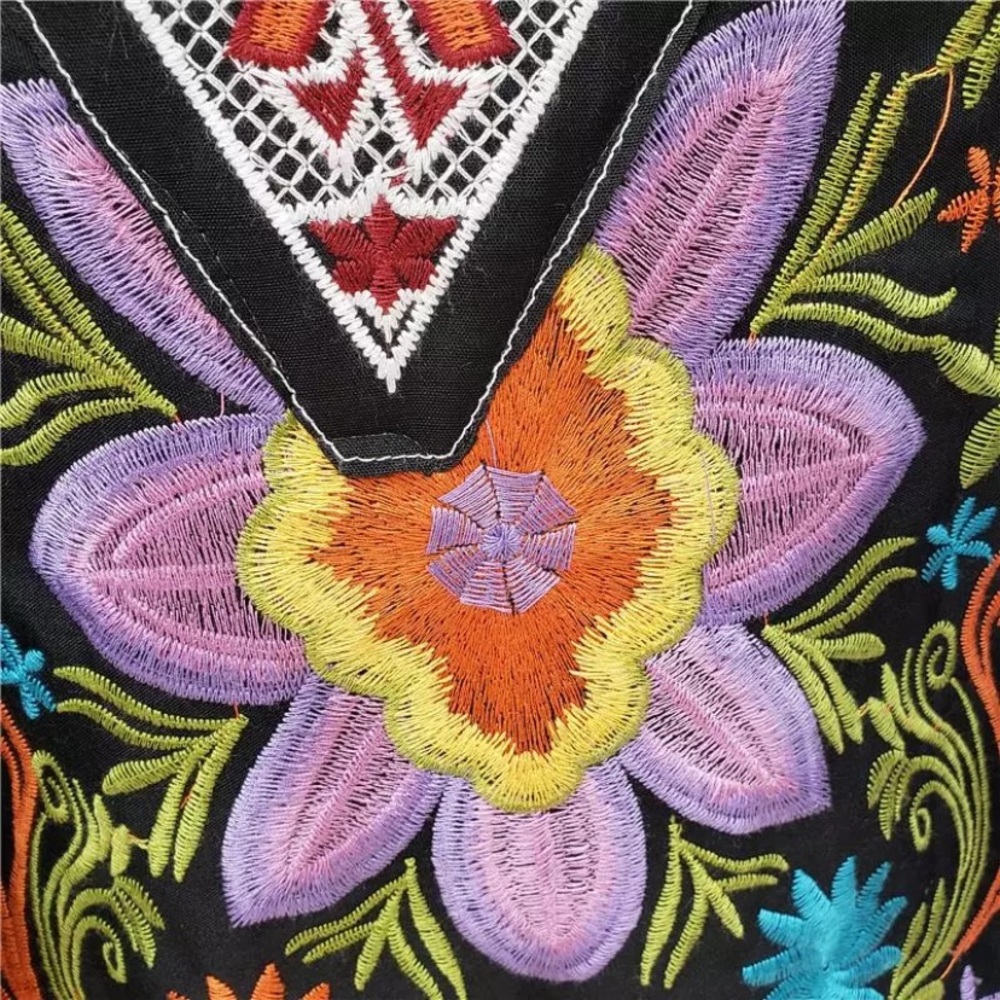 SOLD OUT Boho Floral Embroidered Oversized Denim Jacket - Picture 5 of 8